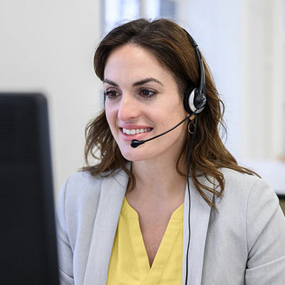 Woman wearing a headset