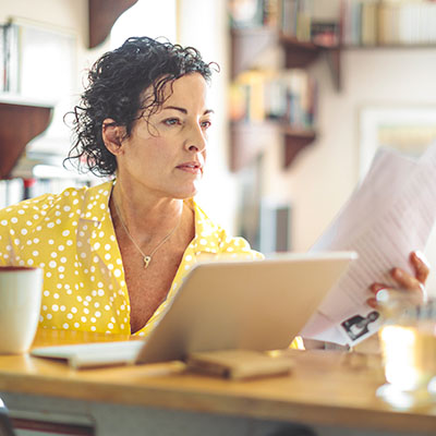 Woman reviewing documents